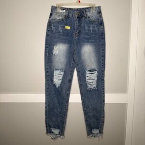 Target Online Brand Jeans Womens Medium Blue Distressed High Rise Raw Hem Denim